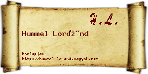 Hummel Loránd névjegykártya